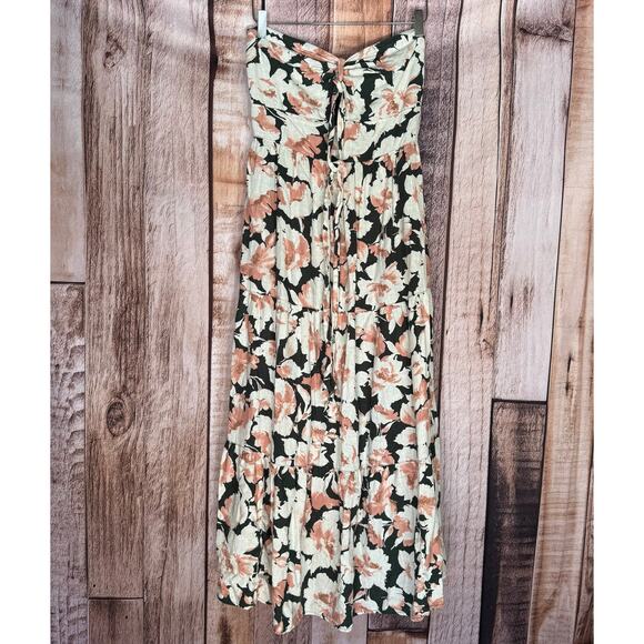 Abercrombie & Fitch Dress Knotted Halter Floral Maxi Smocked Romantic Large - Picture 1 of 8